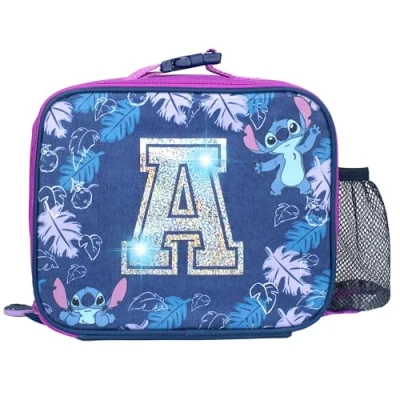 Afbeelding van Disney Stitch Gepersonaliseerde lunchtas voor kinderen, geïsoleerde meisjes, schoollunchtas paars