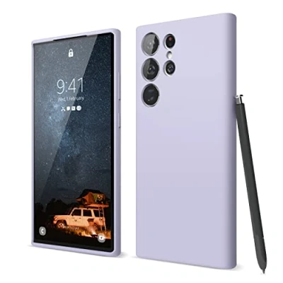 Afbeelding van elago Vloeibare siliconen beschermhoes compatibel met Samsung Galaxy S23 Ultra, premium siliconen, volledige bescherming, 4 laags schokbestendige hoes (lavendel)