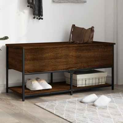 Afbeelding van Opbergbankje 100x42,5x47 cm bewerkt hout bruineikenkleurig