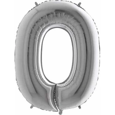 Afbeelding van Folie Ballon Cijfer 0 Zilver 101cm