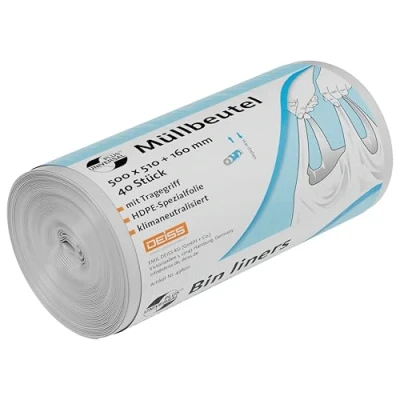 Afbeelding van deiss 49800 universele vuilniszakken met handvat, transparant, 500 mm x 670 0,012 (40 stuks)
