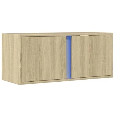 Image de vidaXL Meuble TV mural avec lumières LED chêne sonoma 80x31x35 cm852357