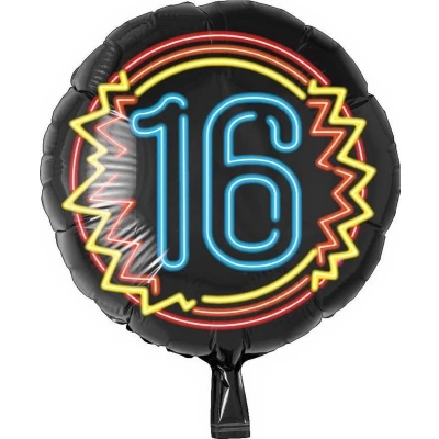 Afbeelding van Helium ballon 16 jaar Neon 45cm
