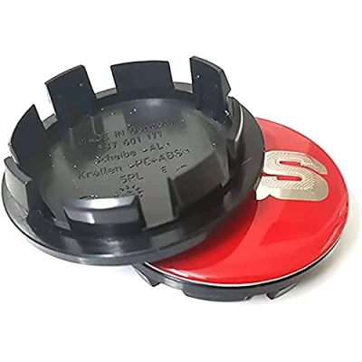 Afbeelding van Set van 4 autowieldoppen voor BBS velgen 56 mm, 60 65 mm of 68 rood zilver