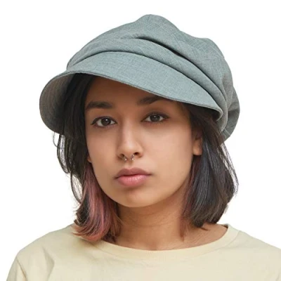 Afbeelding van CHARM Newsboy platte pet voor dames, grote zomermuts, boho, zonnehoed, hipster, heren, grijs, één maat, grijs.