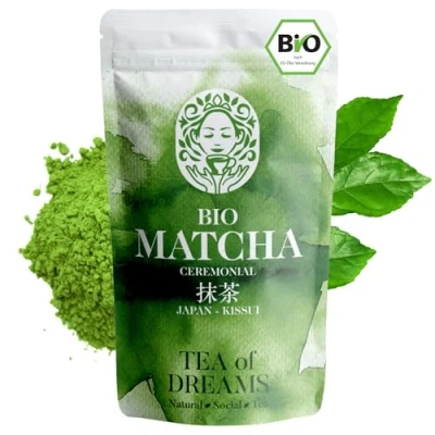 Afbeelding van Biologisch matchapoeder voor thee en Matcha latte hoogwaardige ceremoniële kwaliteit uit Japan originele Kissui groene 30 g