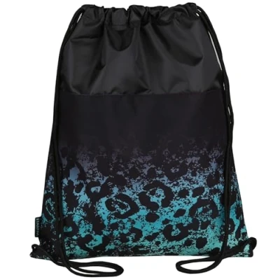 Afbeelding van Zwarte schoenentas, schooltas op schouder in panterprint 36x46 cm STARPAK