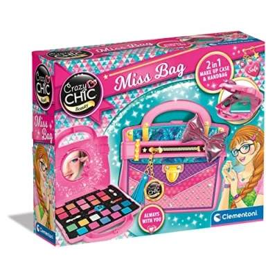 Afbeelding van Clementoni Crazy Chic Miss Bag etui, wasbare doos, cosmeticaset voor kinderen van 6 jaar, tructas, meerkleurig, 18734
