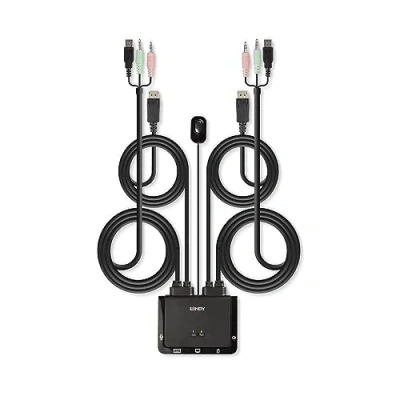Afbeelding van LINDY 42344 KVM switch DisplayPort Muis, Toetsenbord 4096 x 2160 Pixel