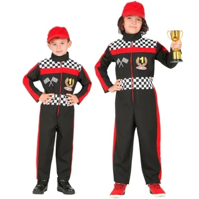 Afbeelding van Widmann Formule 1 Kostuum Beste F1 Coureur Van De Grid Kind Jongen Rood, Zwart Maat 158 Carnavalskleding Verkleedkleding