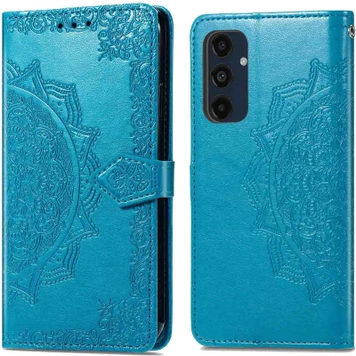 Afbeelding van imoshion Hoesje Geschikt voor Samsung Galaxy S24 FE Met Pasjeshouder Mandala Bookcase Turquoise