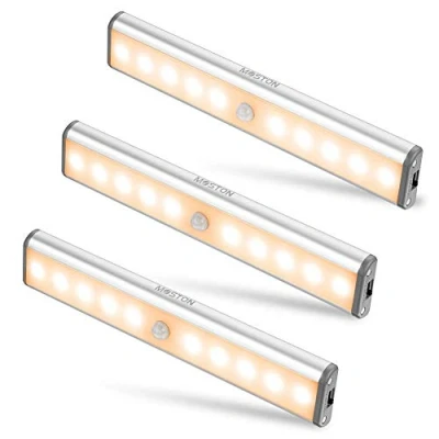 Afbeelding van MOSTON 10 led onderkastlampen met geïntegreerde oplaadbare batterij, magnetisch nachtlampje, zelfklevend, voor keukenkast