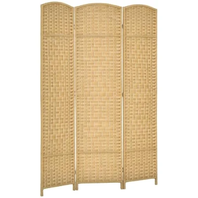 Afbeelding van HOMCOM Houten kamerscherm, 3 panelen, 135 x 180 cm, opvouwbaar, voor woonkamer, slaapkamer, huis, natuurlijk hout