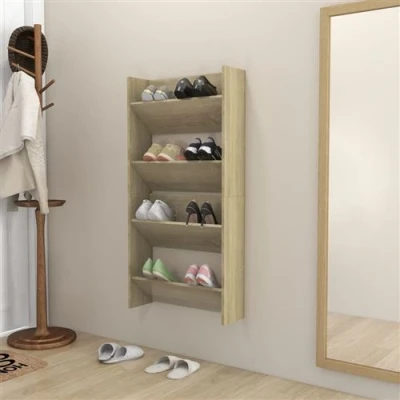 Afbeelding van vidaXL Wandschoenenkasten 2 st 60x18x60 cm spaanplaat sonoma eiken