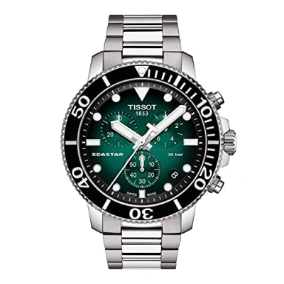 Afbeelding van Tissot Seastar T120.417.11.091.01 Herenhorloge, chronograaf, kwarts, groen, grijs, kwartsuurwerk, grijs., Kwartsuurwerk