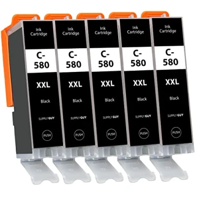 Afbeelding van Supply Guy 5 x XXL inktcartridges zwart groot compatibel met Canon PGI 580 voor Pixma TR7500 TR7550 TR8500 TR8550 TS6100 TS6150 TS6151 TS6300 TS6350 TS8100 TS8150 TS8151