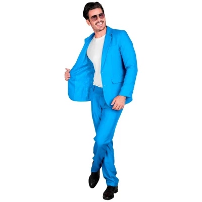 Afbeelding van Widmann Glitter &amp; Glamour Kostuum Mr Blue Man Blauw Medium Carnavalskleding Verkleedkleding