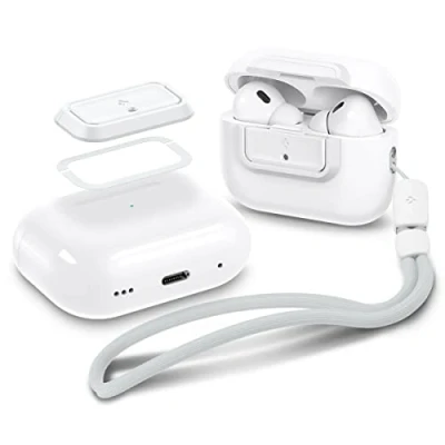 Afbeelding van Spigen Lock Fit M Vergrendelingsapparaat zonder hoes, compatibel met AirPods Pro 2e generatie (2023/2022) / (2019), polsband, wit
