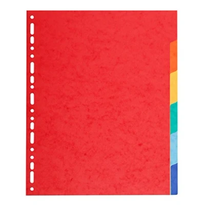 Afbeelding van Exacompta Ref. 2106E tussenschotten van felgekleurd gerecycled karton 220 g/m2 met 6 neutrale tabbladen A4 maxi formaat afmetingen 24,5 x 29,7 cm