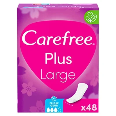 Afbeelding van Carefree Bredere inlegkruisjes met verbeterde kern, ultieme frisse geur, absorptie, drie maten, L, extra groot, 48 stuks
