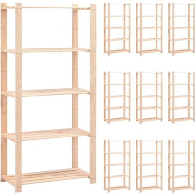 Afbeelding van VidaXL Opbergrekken 5 laags 10 st 80x38x170 cm grenenhout 250 kg
