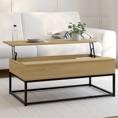 Afbeelding van Table basse plateau relevable DETROIT design industriel