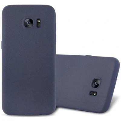 Afbeelding van Cadorabo Hoesje geschikt voor Samsung Galaxy S7 EDGE in FROST DONKER BLAUW Beschermhoes gemaakt van flexibel TPU silicone Case Cover