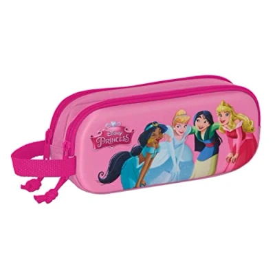 Afbeelding van Pennenetui met 2 vakken Princesses Disney 3D Roze 21 x 8 6 cm