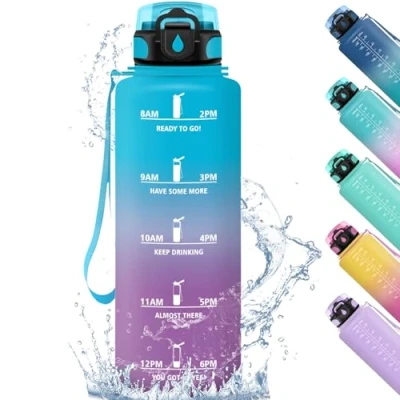 Image de Honeyholly Bidon de sport, 1500 ml, bouteille d&#039;eau pour école, bureau, étude, fitness