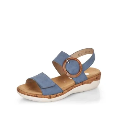 Afbeelding van Remonte Sandalen met sleehak, Dames, Maat: 37, Jeans Nubukleer