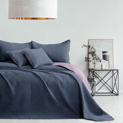 Afbeelding van AmeliaHome Softa sprei, 170 x 210 cm, ultrasoon gewatteerde polyester, antraciet,lila