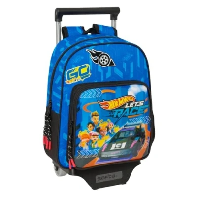 Afbeelding van Schoolrugzak met Wielen Hot Wheels Let&#039;s race Blauw Zwart 27 x 33 10 cm