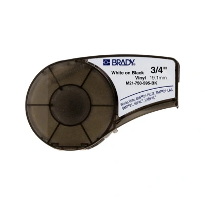 Image de M210 Brady M21 750 595 BK ruban vinyle blanc sur noir 19,1 mm x 6,40 m (d&#039;origine)