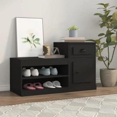Afbeelding van Schoenenkast 100x42x60 cm bewerkt hout zwart