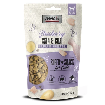 Afbeelding van 60g MAC&#039;s Cat Shakery Snack Huid &amp; Vacht met kip en rundvlees