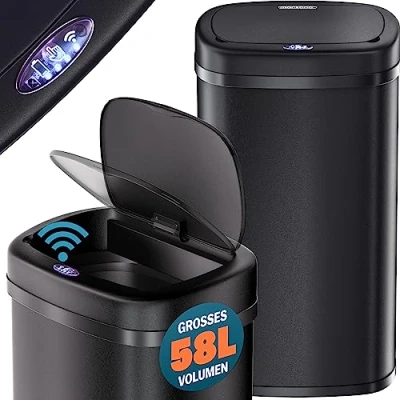 Afbeelding van Monzana Vuilnisbak Bewegingssensor 58L USB Zwart