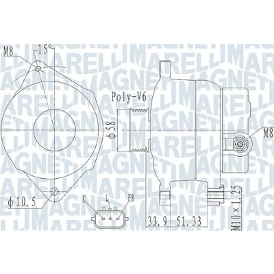 Afbeelding van MAGNETI MARELLI 063732138010 Dynamo / Alternator 14V 110A KIA: cee‘d I Estate, Hatchback, Venga, HYUNDAI: ix35