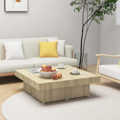 Afbeelding van vidaXL Salontafel 90x90x28 cm spaanplaat sonoma eikenkleurig