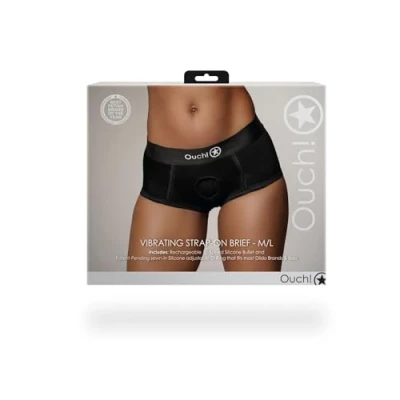 Afbeelding van Shots Ouch! OU826BLKML1 Vibrating Strap on Brief Black M/L
