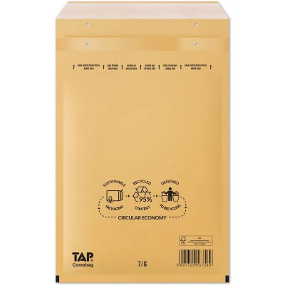 Afbeelding van Comebag luchtkussenenveloppen, ft 230 x 340 mm, met stripsluiting, bruin, doos van 100 stuks enveloppen