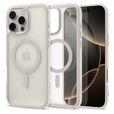 Afbeelding van Spigen Ultra Hybrid MagFit Hoesje Geschikt voor Apple iPhone 16 Pro Compatibel met MagSafe Back Cover Frost Titanium