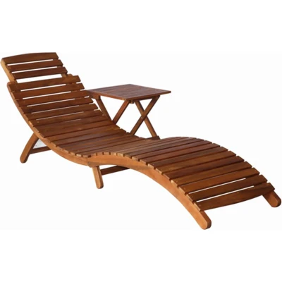 Afbeelding van Ligbed met tafel massief acaciahout bruin