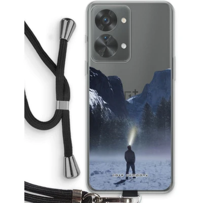 Afbeelding van Case Company® hoesje met Koord geschikt voor OnePlus Nord 2T Wanderlust Telefoonhoesje Zwart Bescherming aan alle Kanten en Over de Schermrand