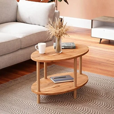 Afbeelding van Salontafel Højreby 43x70x44 cm ovaal houtkleurig