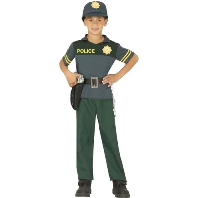 Afbeelding van Fiestas Guirca Verkleedpak Politie Polyester Groen Mt 128/134
