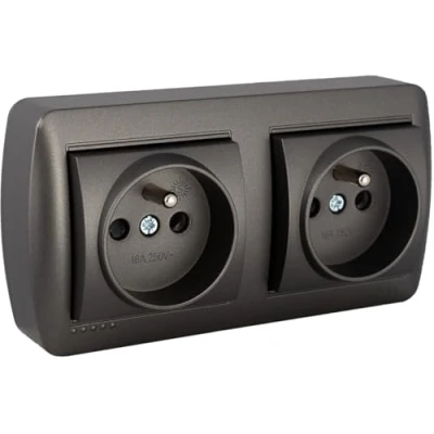 Afbeelding van Plug in basis Solera Mural 2p+t Grafiet 16 A 250 V Dubbel