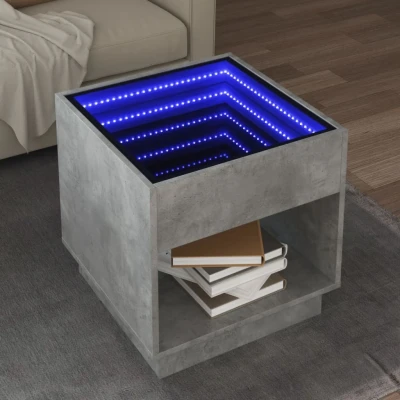 Afbeelding van vidaXL Salontafel met Infinity LED 50x50x50 cm betongrijs