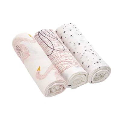 Image de LÄSSIG Bébé Drap de puériculture Couverture Lot 3 coton 80 x cm/Heavenly soft Swaddle L Little Water Swan