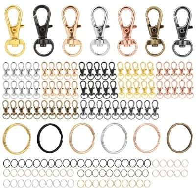 Afbeelding van 140 Pcs Key Rings Carabiner Hook with Swivel Joint Lobster Clasp