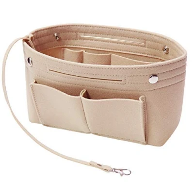 Afbeelding van Soyizom Vilten handtas, portemonnee, organizer, tas in met sleutelhanger voor Speedy Neverfull, 8 kleuren, Beige, large